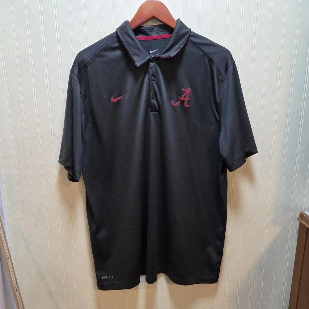 Alabama Crimson Tide Polo Shirt Mens XL Gray NCAA Football Nike Dri Fit - Picture 2 of 10